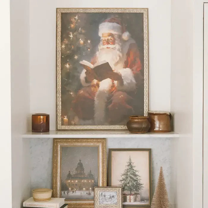 Classic Santa Framed Antique Art