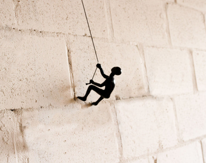 Climbing Man in Black Wall Art | 3.5"x5.5"