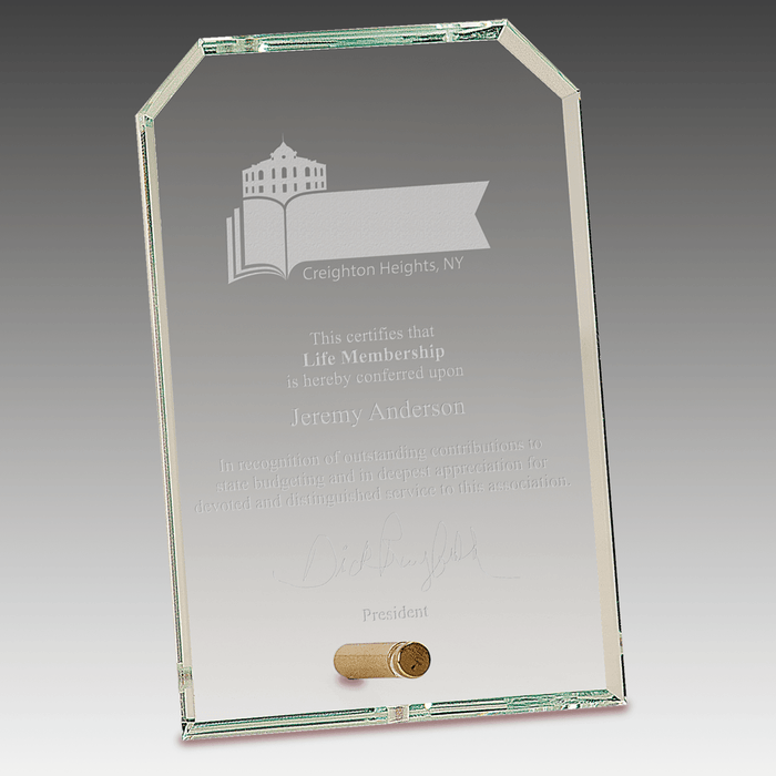 4" x 6" Clear Clipped Corners Rectangle CrystalEdge Glass