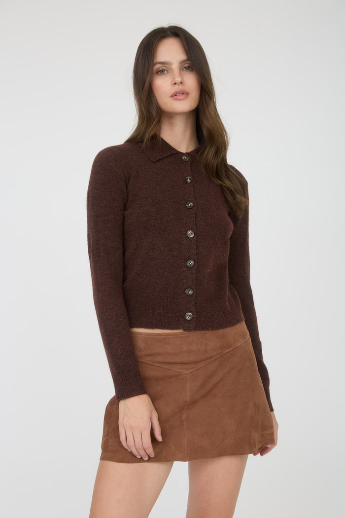 Collared Button-Down Long Sleeve Cardigan