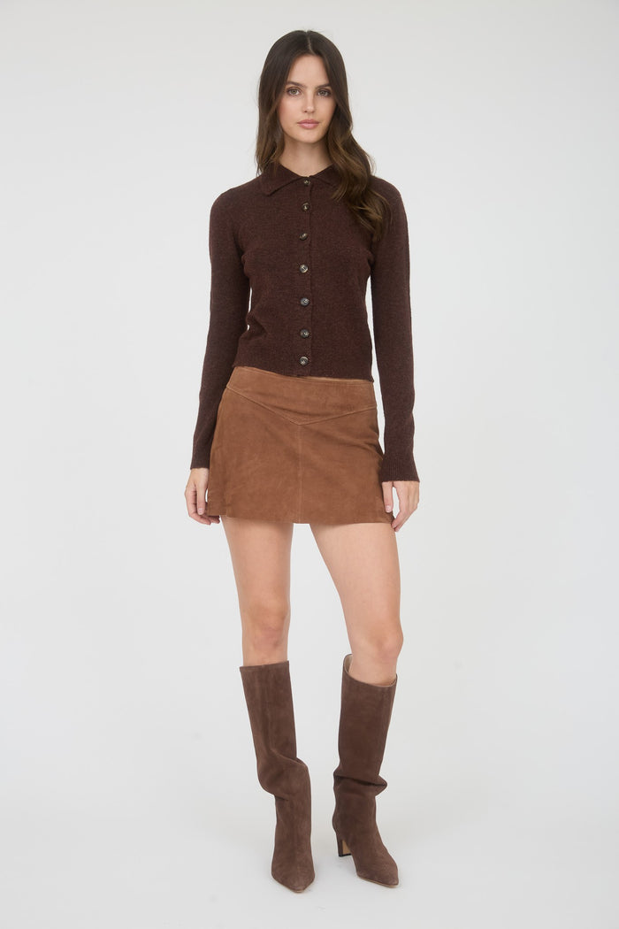 Collared Button-Down Long Sleeve Cardigan