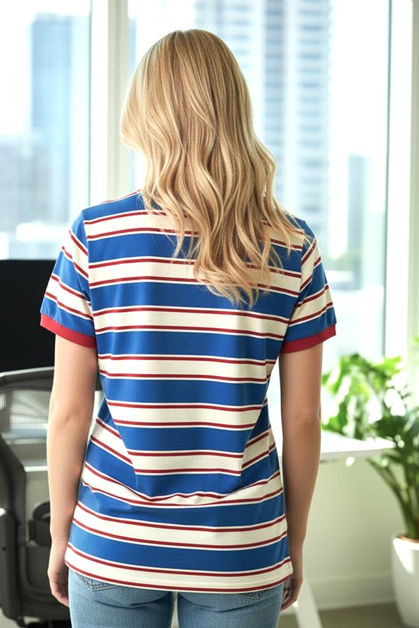 Color Trimmed Cotton Striped Top FINAL SALE