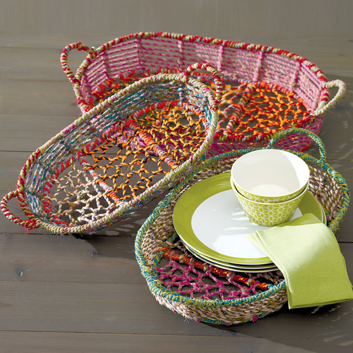 Colored Jute Oblong Baskets
