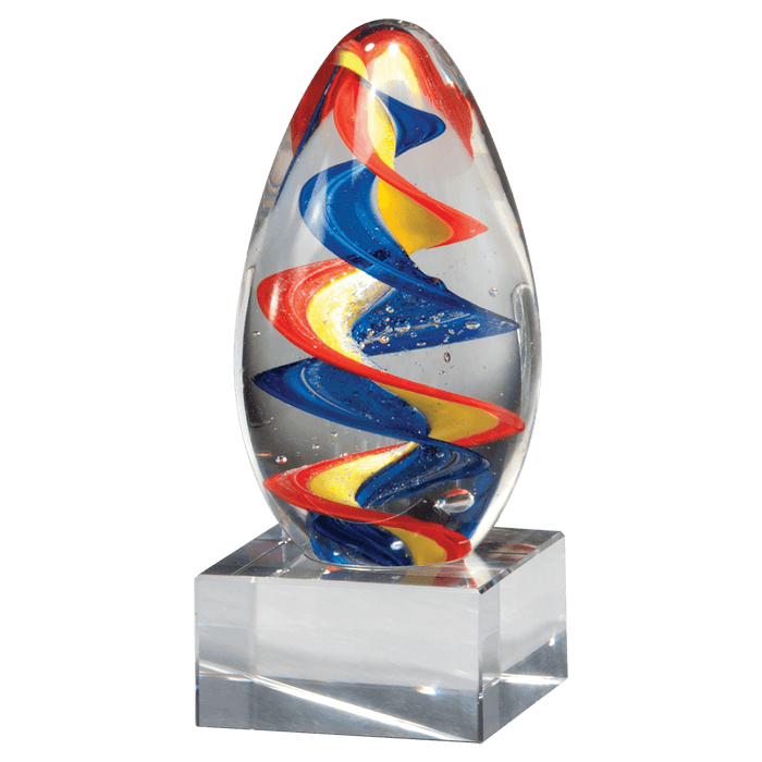 Colorful Egg Shaped Art Glass on Base - AGAR89