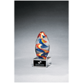 6" Colorful Egg Shaped Art Glass on Clear Glass Base
