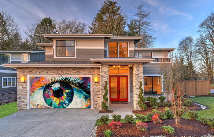 Colorful Eye Art Garage Door Cover Wrap Banner