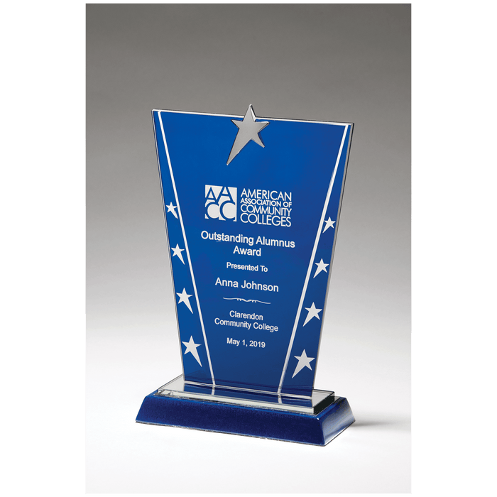 Constellation Glass Award w/Blue Background w/Chrome Star