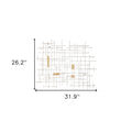 Contemporary Large White and Gold Geo Grid Wall Art | 26"x32"