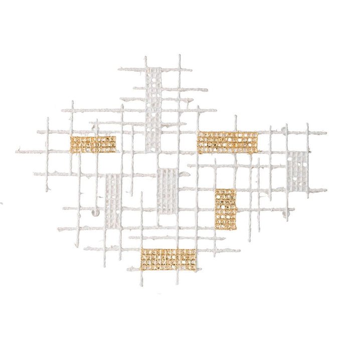 Contemporary White and Gold Geo Grid Wall Art | 23.5"x31.5"