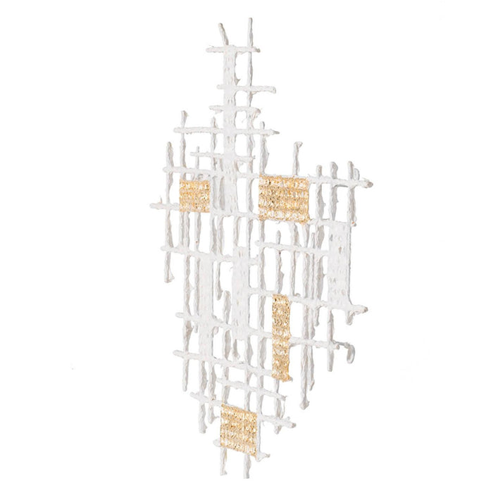 Contemporary White and Gold Geo Grid Wall Art | 23.5"x31.5"
