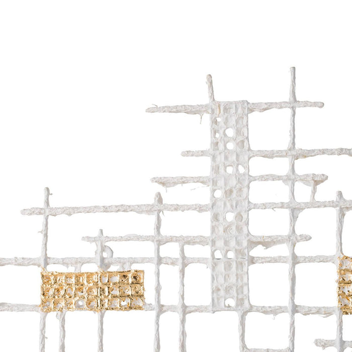 Contemporary White and Gold Geo Grid Wall Art | 23.5"x31.5"