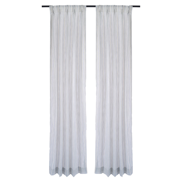 Cotton Blended Sheer - Silver with white Embroidery
