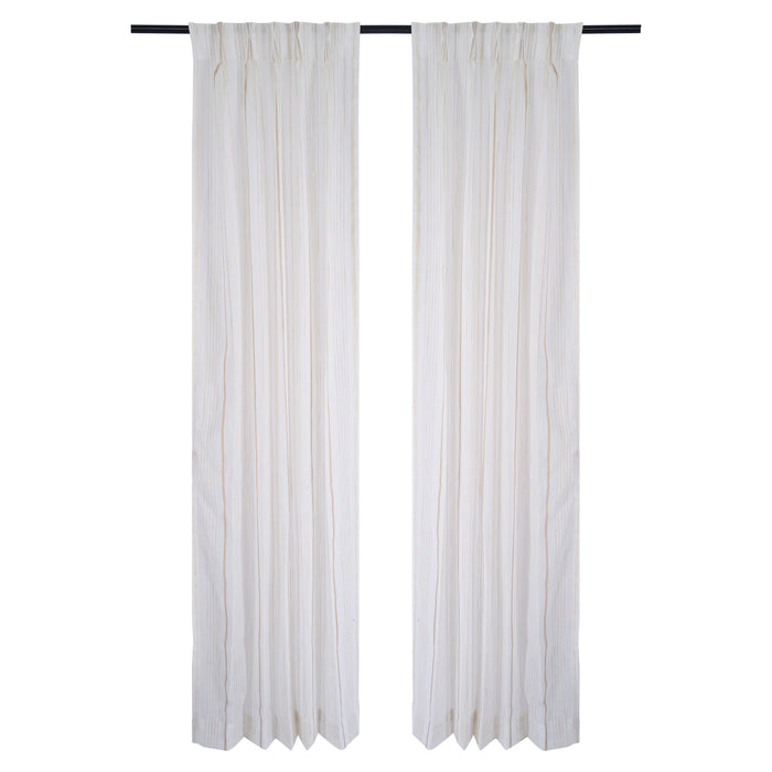 Cotton Blended Sheer - White with Earthy Embroidery