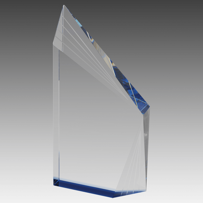 9" Crystal Beveled Peak with Blue Bottom