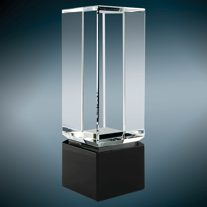 2.25" x 7" Clear Crystal Block on Black Crystal Base