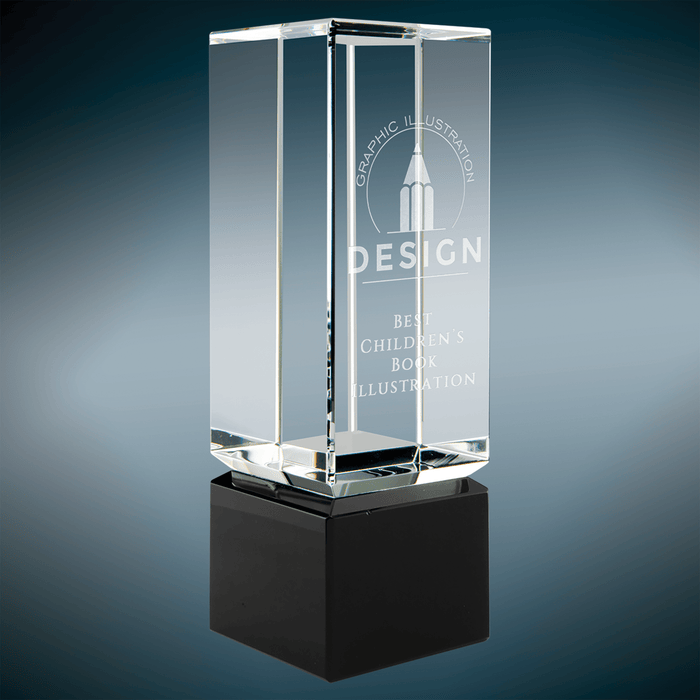 2.25" x 7" Clear Crystal Block on Black Crystal Base