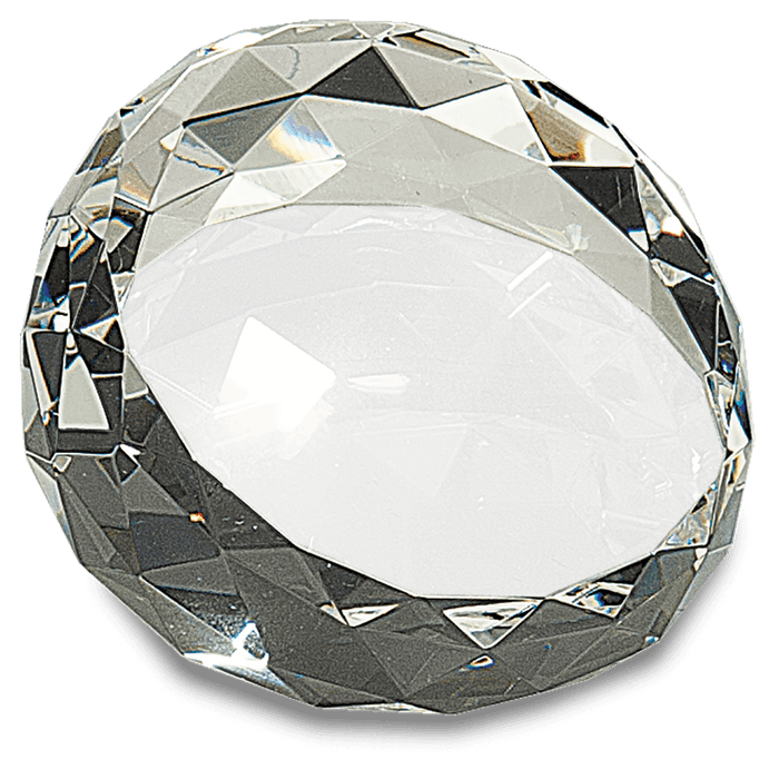 3.5" x 2" Clear Round Crystal Facet Paperweight