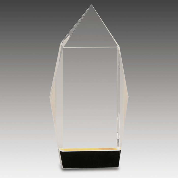 7.5" Clear Crystal Facet Rectangle on Black Base