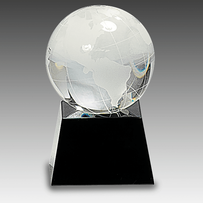 3" Crystal Globe on Black Base