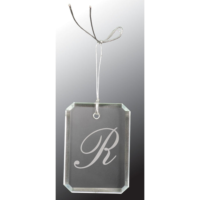 3" Crystal Rectangle Clipped Corner Ornament