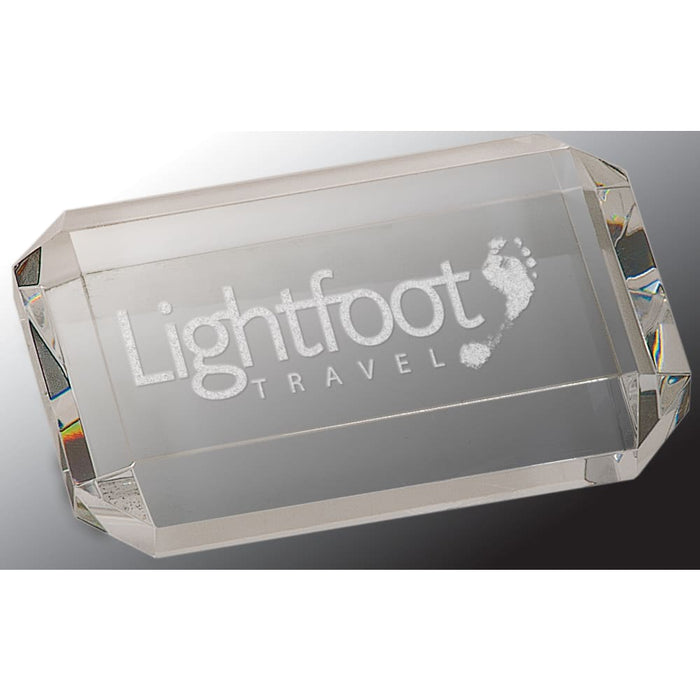 Crystal Rectangle Paperweight with Clipped Corners