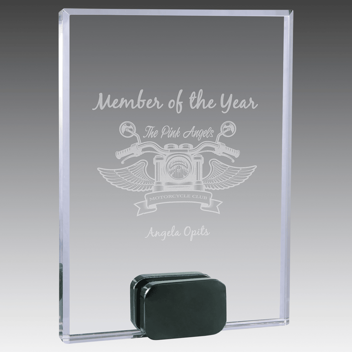 6" x 8" Crystal Rectangle with Black Crystal Base