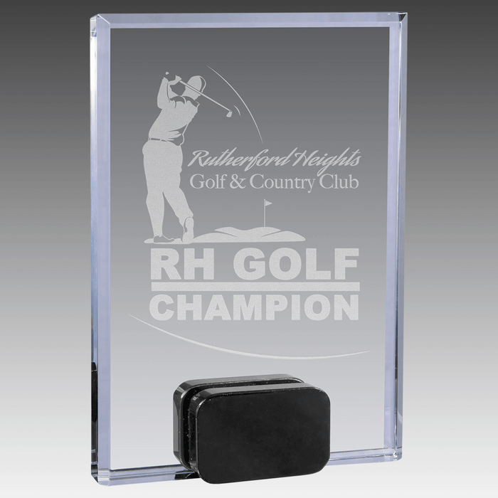 5" x 7" Crystal Rectangle with Black Crystal Base