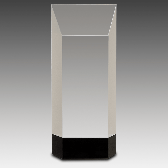8.25" Clear Crystal Self-Standing Rectangle on Black Base