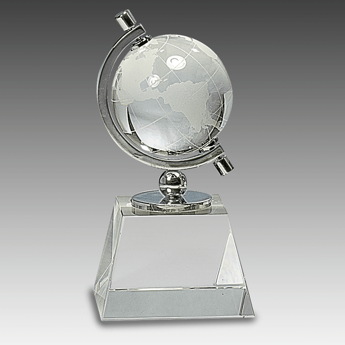 6" Crystal Spinning Globe on Clear Base