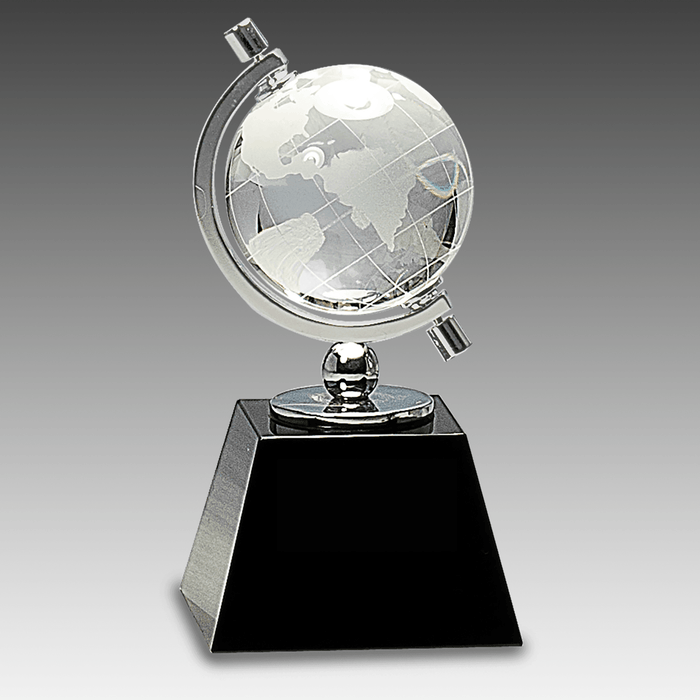 6" Crystal Spinning Globe on Black Base