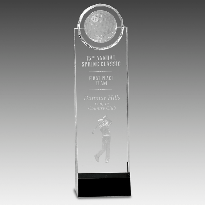 11.25" Clear/Black Crystal Standup with 3D Golfer