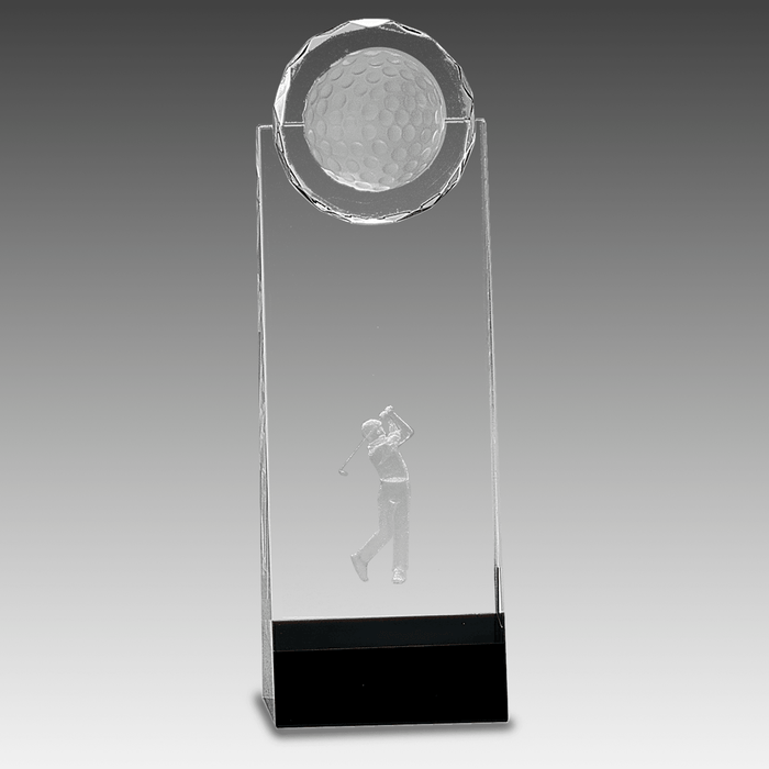 9.5" Clear/Black Crystal Standup with 3D Golfer