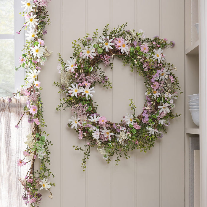Daisy Dreams Pre Lit Wreath & Garland Bundle
