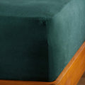 Dark Emerald French Linen 40cm Deep Fitted Sheets close-up detail 1 | Soak and Sleep