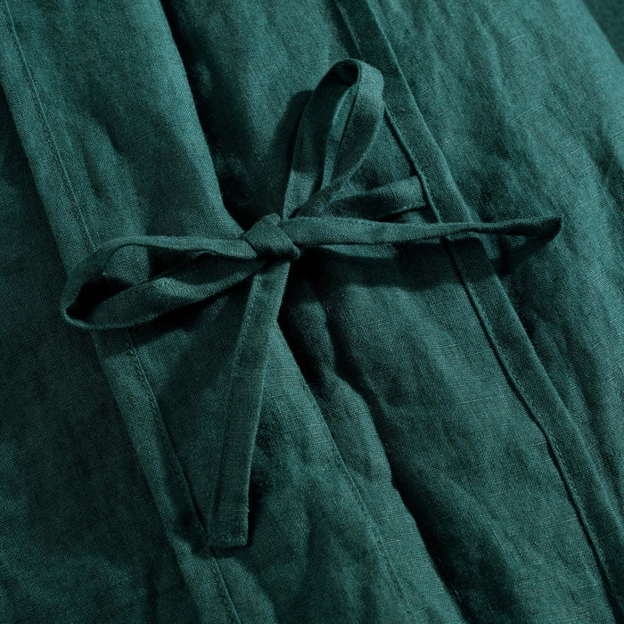 Dark Emerald French Linen Bed Sets Superking - breathable, natural, close-up detail 3 | Soak and Sleep