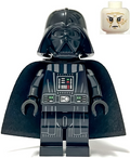 Darth Vader - Printed Arms, Traditional Starched Fabric Cape, White Head with Frown