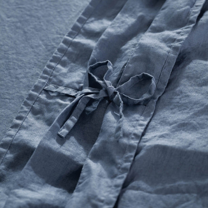 Denim Blue French Linen Pillowcases detail view 1 | Soak and Sleep