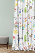 Designer Curtain -Family Fun Doodle Curtains (Colourful Kid's Artwork Design)