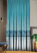 Designer curtains -  "Turquoise Elephant Motif Ombre Curtains"