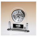 Desk Clock w/Beveled Glass Upright, Silver Metal Base
