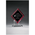 Diamond Acrylic w/ Red Border, Silver Mirror Highlights