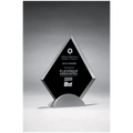 Diamond Glass Award, Black Silkscreen on Silver Metal Base