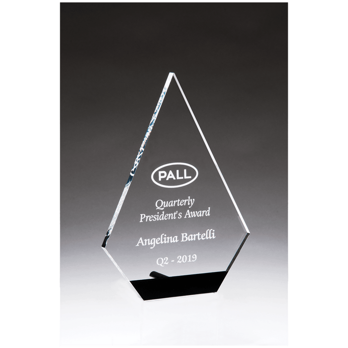 Diamond Series Clear Acrylic w/Black Accent and Silver Post