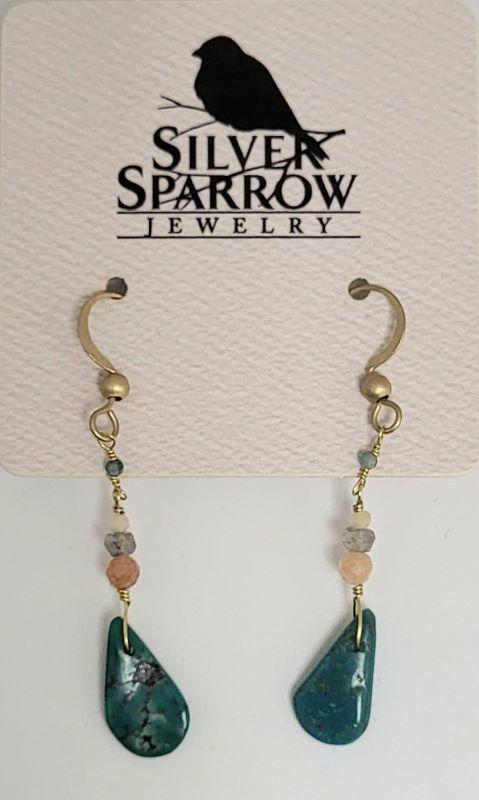 Earrings, Gold Dangle w-Tur