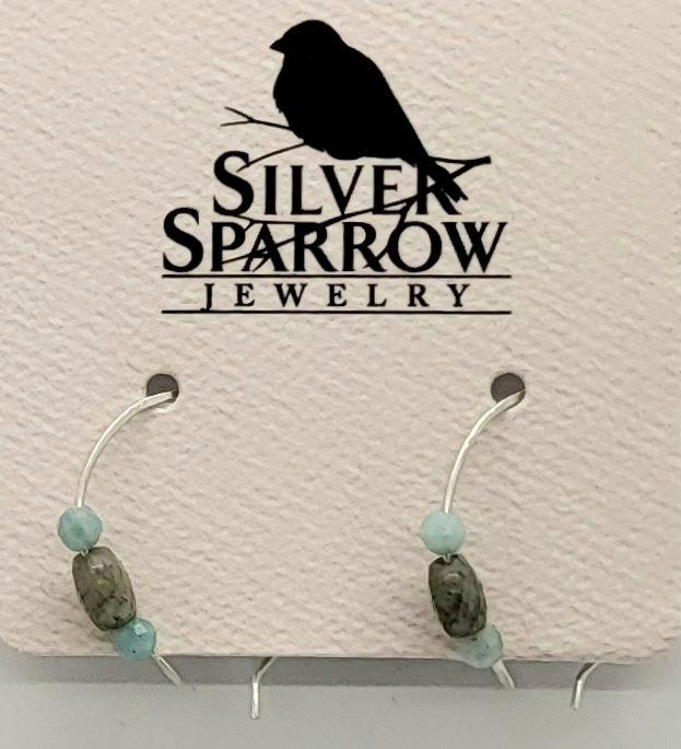 Earrings, Labradorite & Amazon