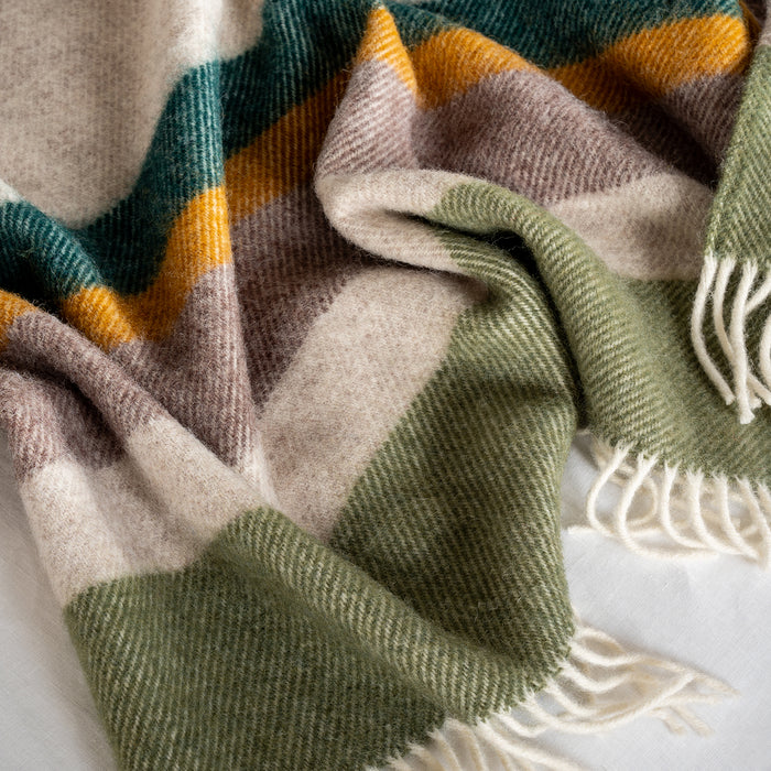 Earthy Striped Pure Wool Throw - winter, bedroom detail | Soak and Sleep
