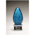 6.25" Blue and Green Egg Shaped Art Glass on Clear Base