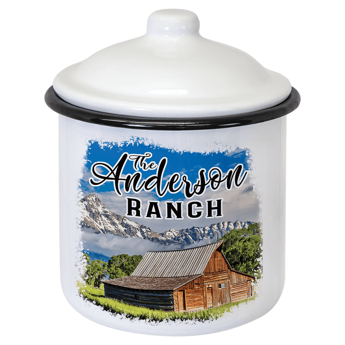 5.25" x 3.9" White/Black Canister with Lid