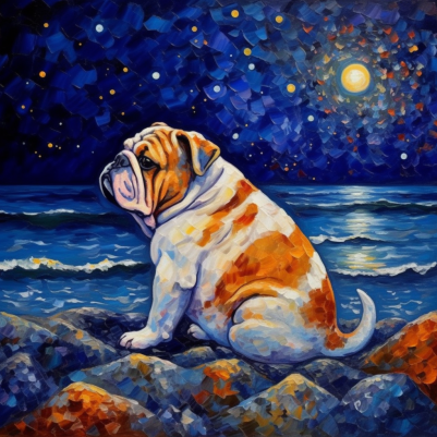 English Bulldog at Night