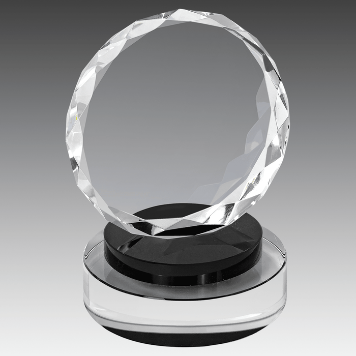 5" Round Facet Crystal on Black & Clear Round Base